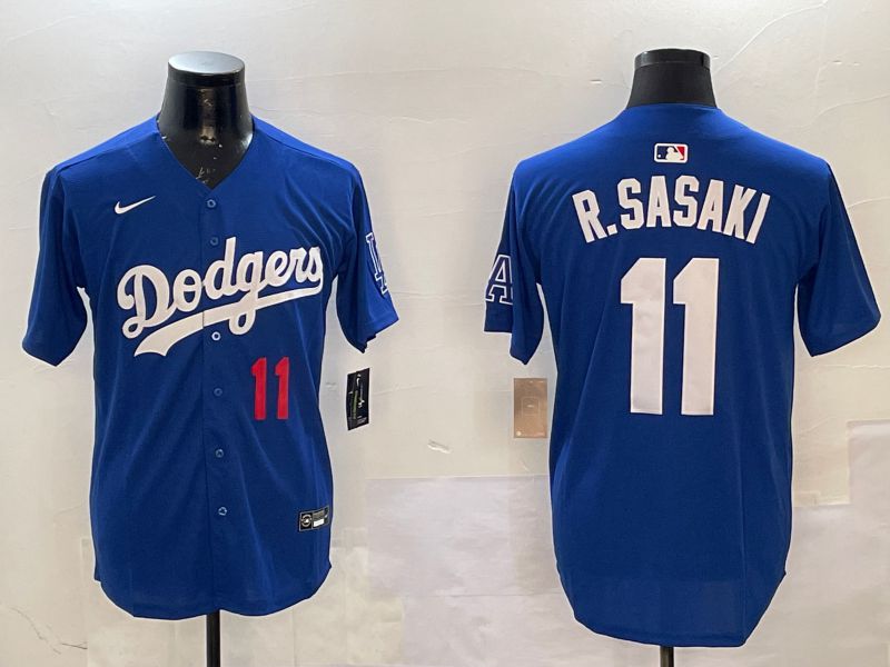 Men Los Angeles Dodgers #11 R.Sasaki Blue Fashion Game 2025 Nike MLB Jersey style 6